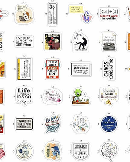 100Pcs Funny Work Stickers for Adults, for Water Bottle - Funny Coworker Gifts, Work Gifts - Coworker Stickers Bulk