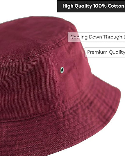 The Hat Depot Bucket Hat - Unisex 100% Cotton & Denim UPF 50 Packable Summer Travel Beach Sun Hat