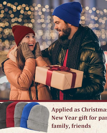 Chicingyou 120 Pcs Bulk Men Knitted Hats with Fleece Lining for Charity Homeless Donations, Unisex Beanies Winter Warm Hats
