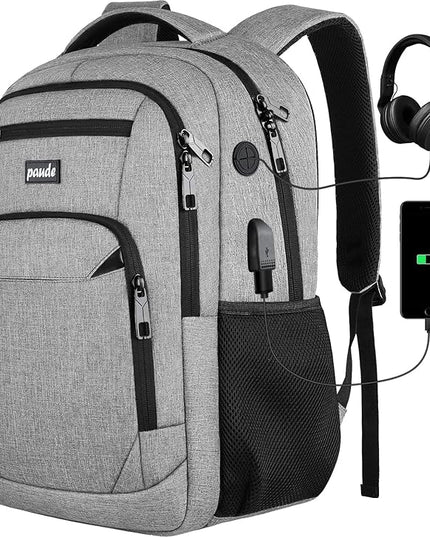Paude Backpack School,17.3 Inch Travel Laptop Backpack,Bookbag for Teen Boys College Backpack with USB Charging Port,Waterproof