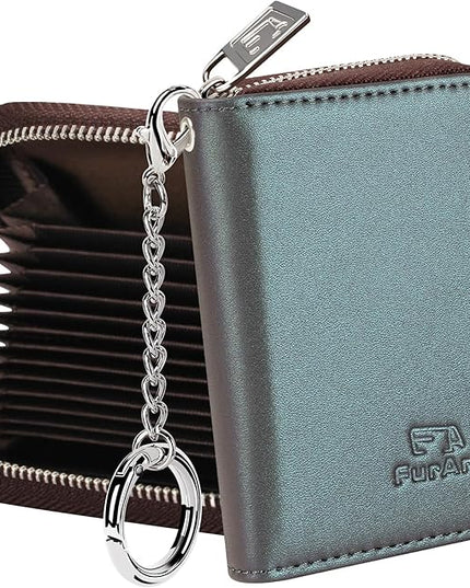 FurArt Zipper Wallet Women, RFID Blocking Credit Card Wallet, Business Card Holder, Compact Size KeyChain Wallet