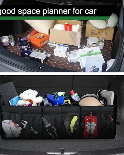 Femuar Large Capacity Trunk Organizer, Waterproof Car Accessory, Non-Slip, Foldable, Suitable for All Vehicles, Black