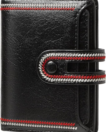 TFKGS Small Wallet for Women Vegan Leather RFID Blocking Bifold Compact Credit Card Holder with Zipper Coin Pocket Black
