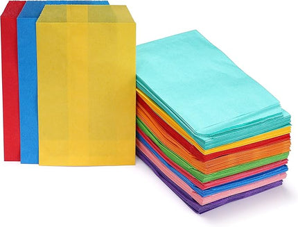 Quotidian Lemon Yellow Flat Small Greaseproof Paper Bags 3" x 5" (8 x 13.3cm) Pack of 100 - Candies Chocolate Soap Wedding Stamps