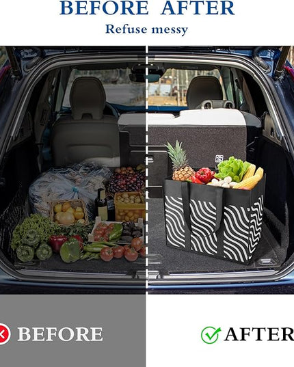 WISELIFE Reusable Grocery Shopping Bags 10 Pack Large Foldable Tote Bags Bulk, Eco Produce Bags with Long Handle for Shopping Groceries Clothes (Plaid D)