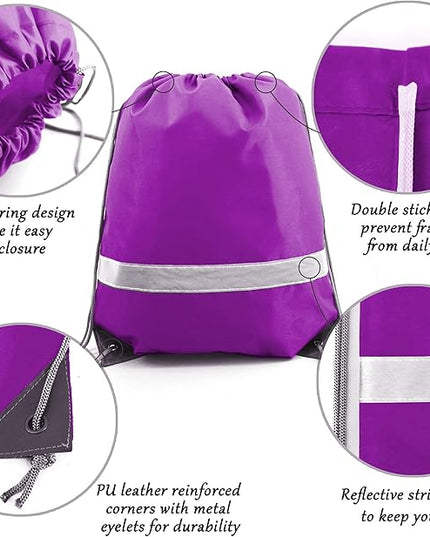 BeeGreen Drawstring Backpack Bags 20,30,50 Packs Reflective String Bags for Gym Sport Trip Cinch Sack DIY for Women Men