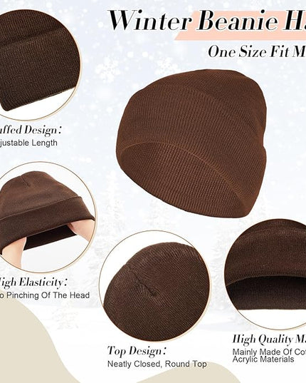 Suhine Bulk Winter Hats and Gloves Set Warm Beanie Gloves Pack Homeless Supplies for Cold Weather Charity