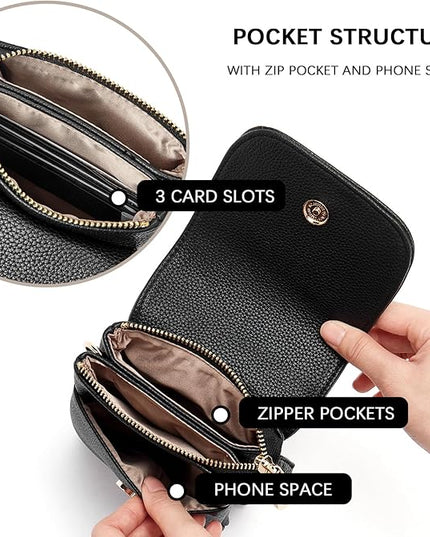 BOSTANTEN Vegan Leather Small Crossbody Bags for Women Designer Cell Phone Bag Wallet Purses Adjustable Strap