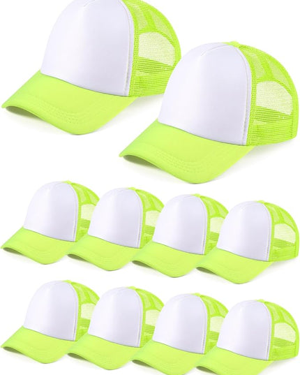 10 Pcs Sublimation Blank Trucker Hats Bulk Mesh Baseball Cap Polyester Mesh Trucker Hat for Men and Women