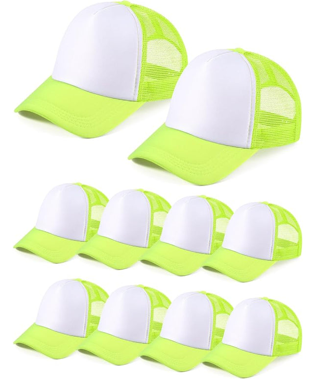 10 Pcs Sublimation Blank Trucker Hats Bulk Mesh Baseball Cap Polyester Mesh Trucker Hat for Men and Women