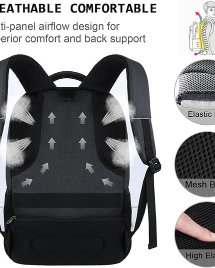 Laptop Backpack,Business Travel Anti Theft Slim Durable Laptops Backpack with USB Charging Port,Water Resistant College Computer Bag for Women & Men Fits 15.6 Inch Laptop and Notebook - Black