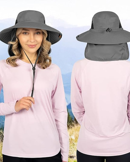 SUN CUBE Wide Brim Sun Hat Men Women, Fishing Hats Sun UV Protection, Mens Hiking Bucket Hat Safari Beach Boonie, UPF 50+