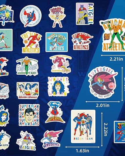 Superhero Stickers for Water Bottles – 50PCS Cute Cartoon Stickers for Kids, Teens, Adults – Waterproof Vinyl Decal Sticker for Laptop, Phone, Skateboard, Scrapbook, Party Favors, Gifts