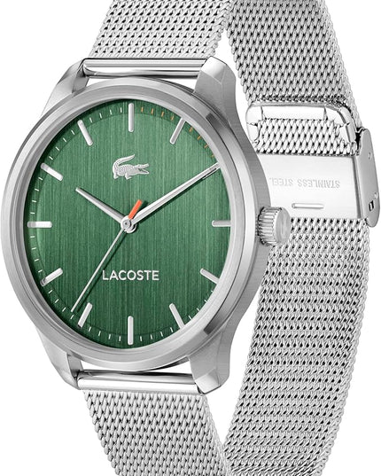 Lacoste Lisbon Men’s Quartz Watch - Three-Hand Sunray Dial with Stick Indexes, Polished Case, Crocodile Logo - Modern, Classic Timepiece - Gift for Him 42mm