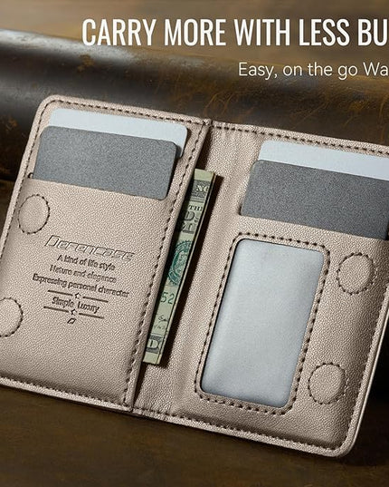 Defencase for Magsafe Wallet Magnetic Card Holder RFID Blocking, Leather Minimalist Phone Wallet Compatible with MagSafe Phones and Cases for iPhone 16/15/ 14/13/ 12/ Pro/Max/Plus, Desert Titanium