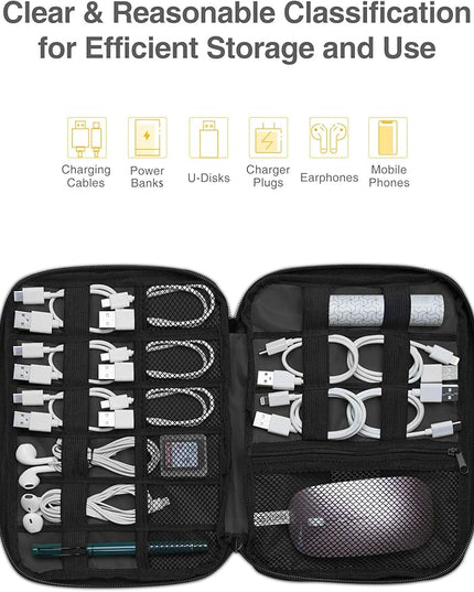 Luxtude Cord Organizer Travel, Flat Cable Organizer Bag, Portable Electronics Organizer, Travel Essentials for Wire/Cord Storage/Charger Case/Cable Storage/Tech Carrying Pouch/Tech Gifts, Purple