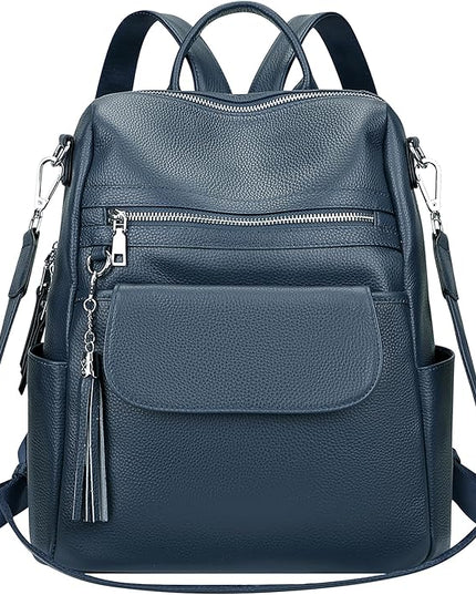 ALTOSY Genuine Leather Backpack Purse for Women Large Convertible Shoulder bag Ladies Crossdody Bag with Tassel(S115 Indigo Blue)