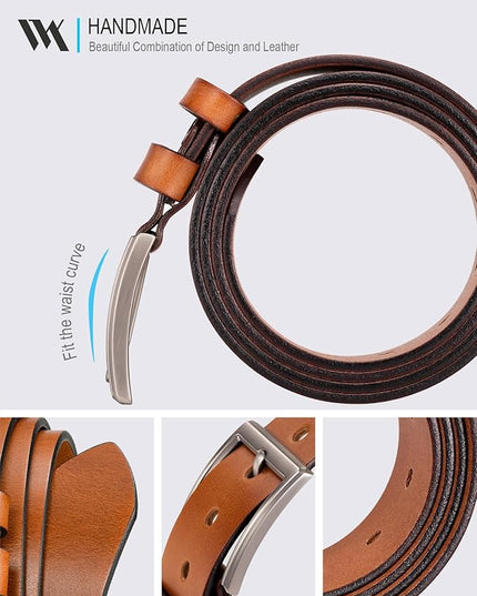 WOLFANT Men's 1.5" Full Grain Leather Belt,100% Italian Real Solid Leather