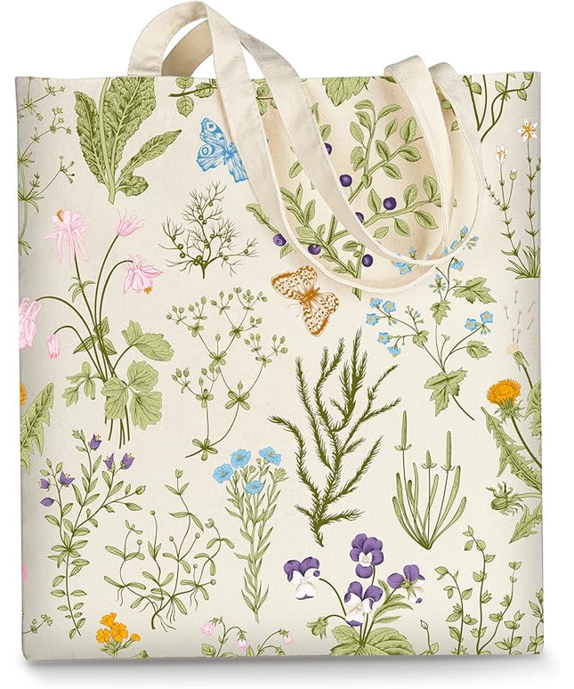 AUSVKAI Canvas Tote Bag Aesthetic for Women, Cute Reusable Cloth Cotton Bags for College Shopping Beach Grocery Trendy Gifts