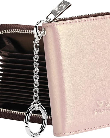FurArt Zipper Wallet Women, RFID Blocking Credit Card Wallet, Business Card Holder, Compact Size KeyChain Wallet