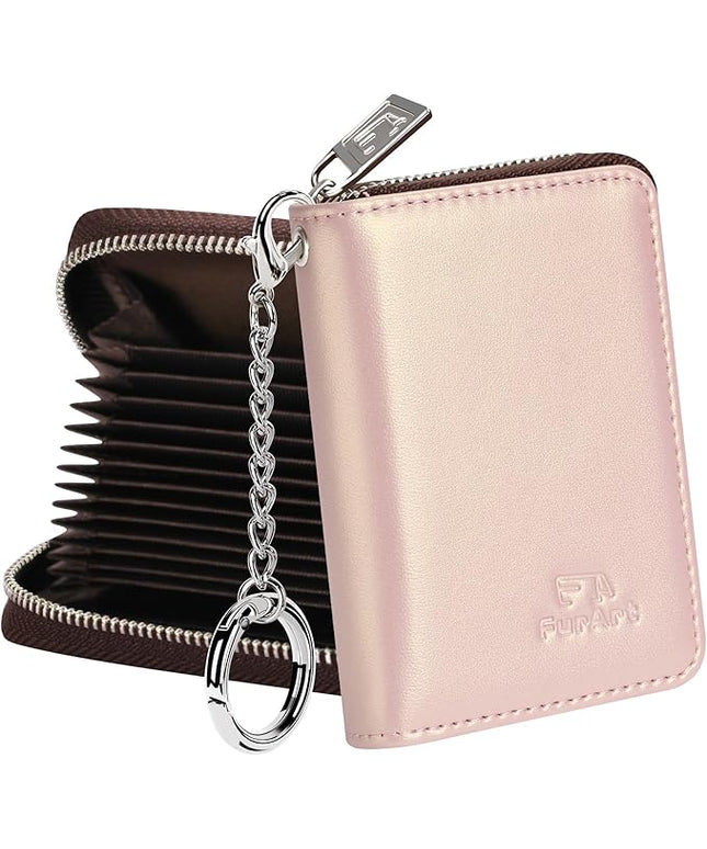FurArt Zipper Wallet Women, RFID Blocking Credit Card Wallet, Business Card Holder, Compact Size KeyChain Wallet