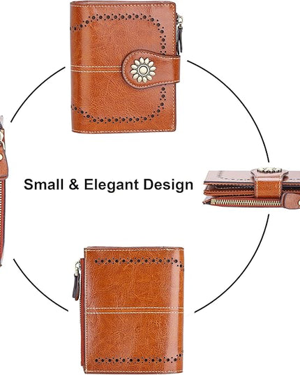 Lavemi Womens Leather Wallet Small Compact RFID Blocking Credit Card Case Purse with Zipper Pocket | Small, Compact, RFID Blocking, Zipper Pocket, Small, Compact