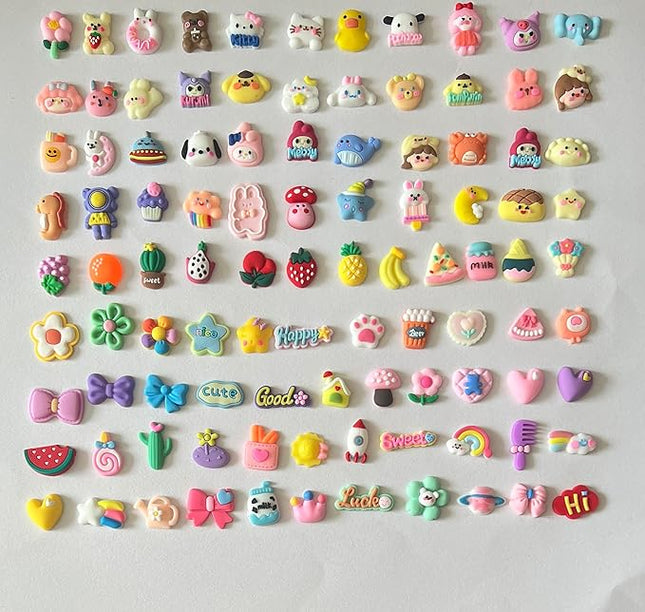100pcs Non-Repeating 3D Stickers, Cute Decorations, Resin Charms,Flatback Charms,DIY Materials,Laptop and Phone case Decorations