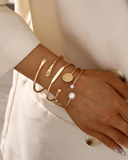 ÌF ME Gold Bangle Bracelets for Women, Indian Bangles Stackable Set, Multi Layer Textured 14K Gold Plated Chunky Bracelets Boho Jewelrys Set