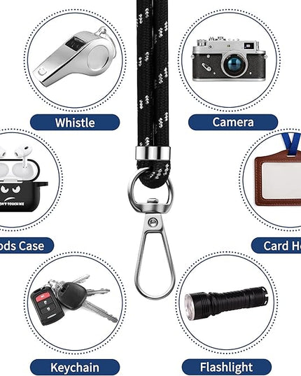 CACOE Phone Lanyard 2 Pcs-1 Pcs Adjustable Neck Strap, 1 Pcs Wrist Strap, 2 Pads, Universal Crossbody Multifuctional Cell Phone Lanyards Compatible with Most Smartphones(Black Silver)
