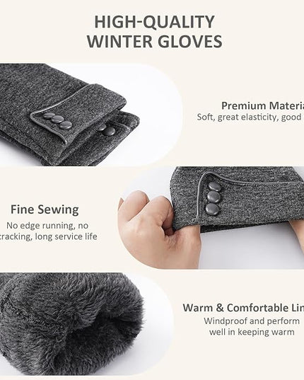 Clothirily Winter Gloves for Women, Touchscreen Texting Winter Gloves Women, Fleece Lined Warm Winter Glove for Cold Weather