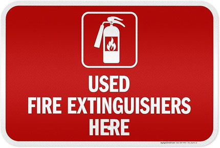 Used Fire Extinguishers Here Sign, 12x18 Inches, 3M EGP Reflective .063 Aluminum, Fade Resistant, Made in USA by My Sign Center
