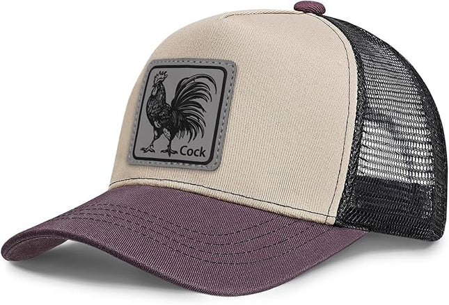 Animal Trucker Hats Leather Pattern Adjustable Snapback Mesh Animal Baseball Cap for Men