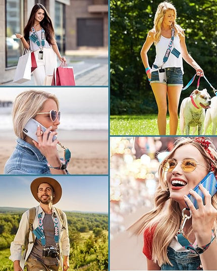 XANGNIER Clip and Go Strap for Phone with Wallet Crossbody, Phone Strap with Zippered Wallet, Adjustable Anti Theft Cellphone Lanyard for Women, Cellphone Chain Accessories,Multicolor 8