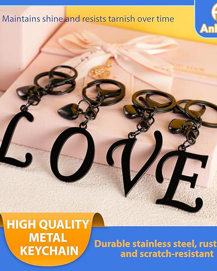 A-Z Heart Initial Letter Keychain, Stainless Steel Alphabet Charm for Handbags, Gift for Women and Girls