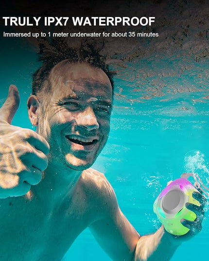 comiso Shower Bluetooth Speaker, Waterproof Bluetooth Speakers IPX7, Floating Portable Wireless Speaker with LED Light, Loud HD Sound and Bass for Travel Beach Shower, Ideal Gifts for Men and Women