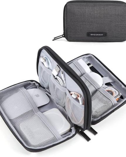 BAGSMART Electronics Organizer Travel Case, Cable Charger Cord Tech Organizer Pouch for Phone Charger Accessories, Black