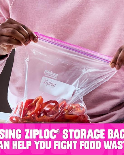 Ziploc 2 Gallon Food Storage Bags, Grip 'n Seal Technology for Easier Grip, Open, and Close, 12 Bags Total