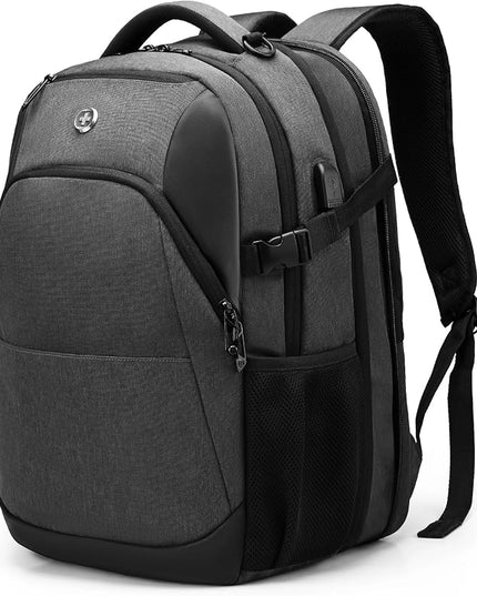 Swissdigital Design Travel Laptop Backpack for Men and Women, 35L Expandable Large College Backpack with USB Charging Port for Fits 17 Inch Notebook, Grey | SD1671-02