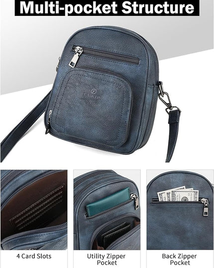 FADEON Small Purses for Women Crossbody Bags, Designer PU Leather Mini Cross Body Purse Travel Shoulder Bag Card Slots