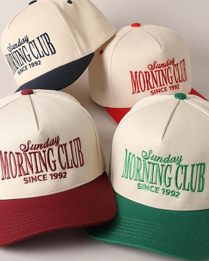 MIRMARU Two-Tone Vintage Canvas Trucker Hats for Men & Women, Adjustable Size Baseball Caps with Trendy Embroidered Design