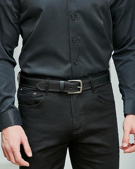 VATAN Men's Genuine Leather Casual Every Day Jeans Belts, Handmade Men Leather Belt with Gift Box