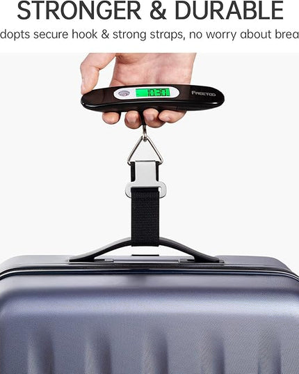 FREETOO Luggage Scale Portable Digital Hanging Scale for Travel, Suitcase Weight Scale with Superior Piano Lacquer 110 Lb/ 50Kg Capacity, Battery Included
