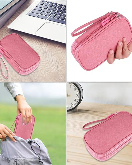 JIAKAI Travel Cable Organizer,Electronics Accessories Organizer Bag,for Charger, Phone, memory card,Travel Gadget Bag-Pink