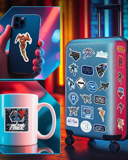 Superhero Stickers for Water Bottles - 50PCS Stickers for Boys, Teens, Adults - Sticker Waterproof for Laptop, Phone, Skateboard, Scrapbook, Party Favors, Gifts
