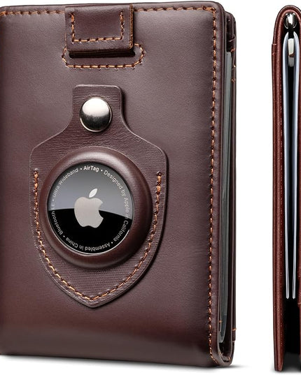 SERMAN BRANDS RFID Blocking Slim Bifold Genuine Leather Minimalist Front Pocket Wallets for Men with Money Clip Thin Mens