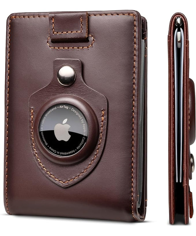 SERMAN BRANDS RFID Blocking Slim Bifold Genuine Leather Minimalist Front Pocket Wallets for Men with Money Clip Thin Mens