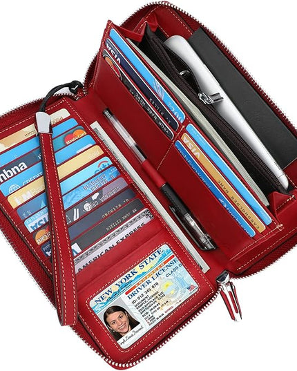 Lavemi Small Compact Women Wallet RFID Blocking Genuine Leather Bifold Purse with ID Windows