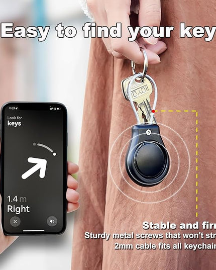 DDJ IPX8 Waterproof for Air Tag Lock Case with Wire Cable, Airtag Keychain Holder [2 Pack], Ultra Durable Anti-Lost Protective Case for Apple Airtags with Keyring for Luggage, Key, Backpack, Pet