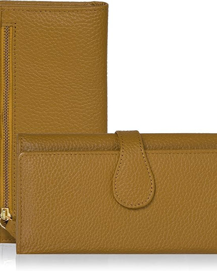 Real Leather Women Wallet Leather with RFID Blocking -Trifold Card Holder Designer Ladies Clutch with ID Window Wallets