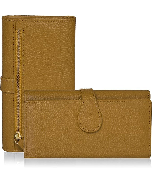 Real Leather Women Wallet Leather with RFID Blocking -Trifold Card Holder Designer Ladies Clutch with ID Window Wallets